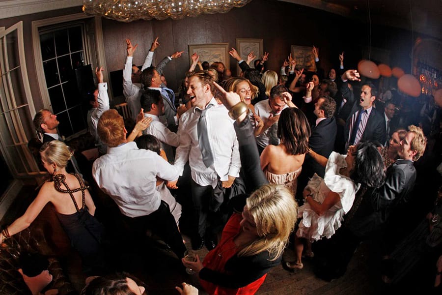 Hire a Party DJ from STYLISH ENtertainment Image of a full dance-floor at Babington House in Somerset