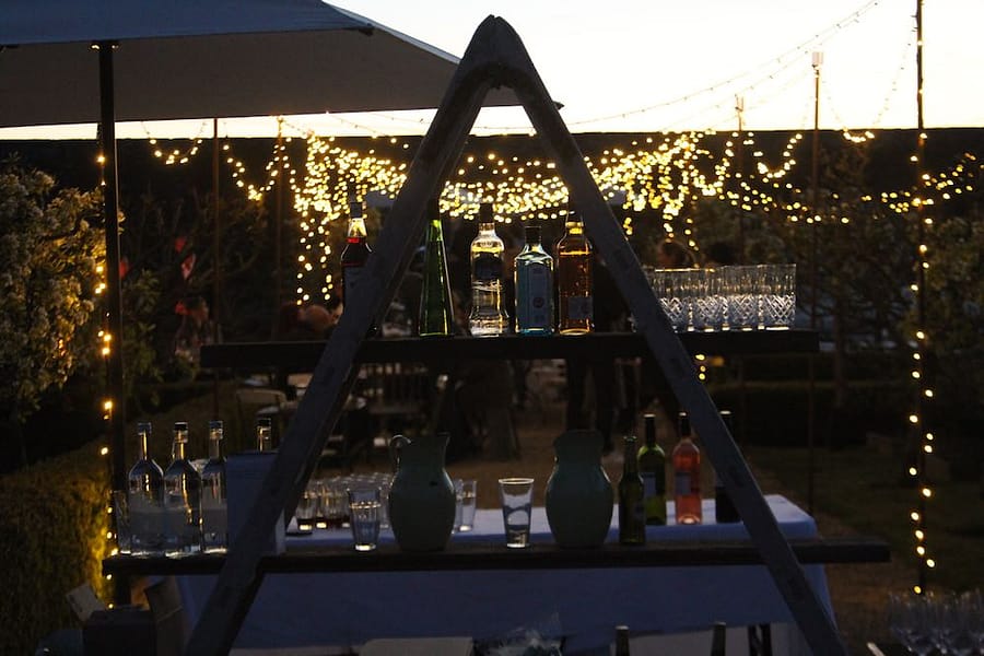 Walled Garden Fairy-light canopy Fairy-light canopy in a garden.
