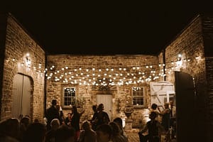 Pennard House with Festoon Lighting at a wedding