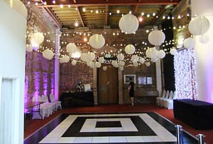 Highcliffe Castle in Dorset with additional dance-floor, mood lighting, lighting canopy with shades and light curtains.