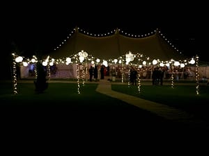 wedding canopy lighting at night