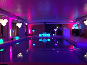 Image of a swimming pool ready for a party