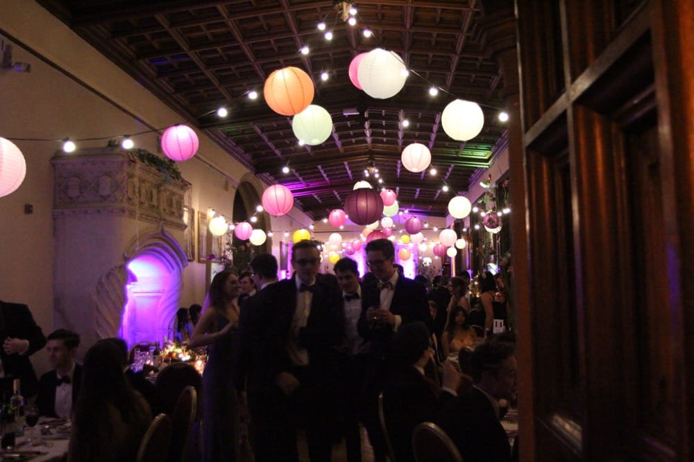 String Light canopy and round shades Image of the Music room at Ashton Court Mansion