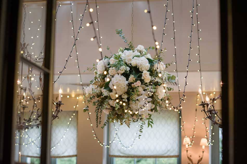 Flower Balls and Fairy-Lights Image of a largw flower ball surrounded by fairy-lights