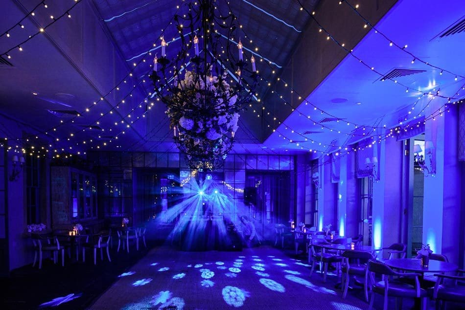 The Violet Orangery Image of the Orangery at Babington House set for a party